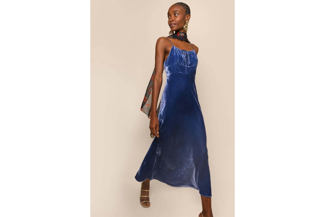 Rixo blue hot sale velvet dress